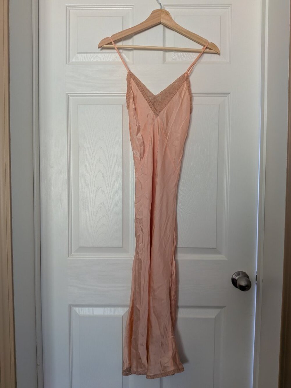 Vintage Antique Peach Silk Slip Dress 1930s - Picture 5 of 6